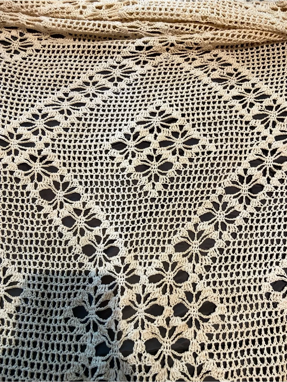 Handmade Crochet Throw in Ecru